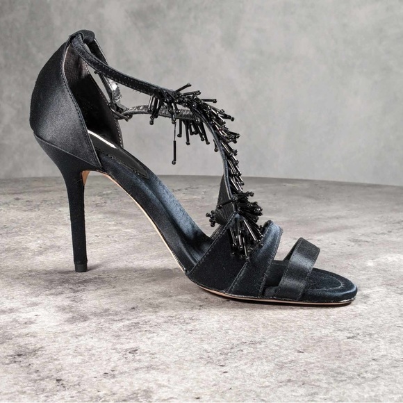 NWT/NIB Leon Max | Black Samba Beaded T-Strap Sandal - 9M - Picture 7 of 10